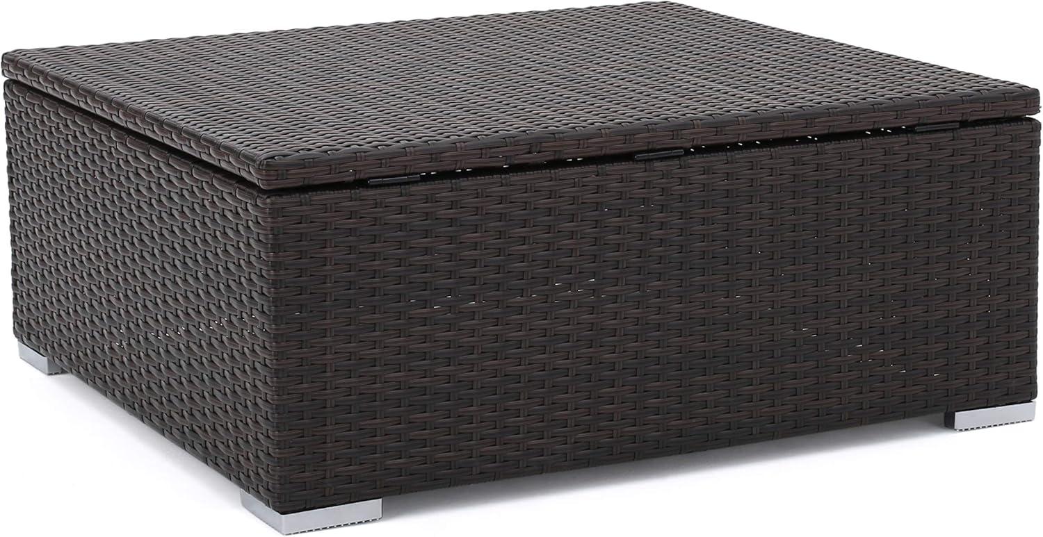 GDFStudio Avianna Outdoor Wicker Storage Coffee Table, Multibrown