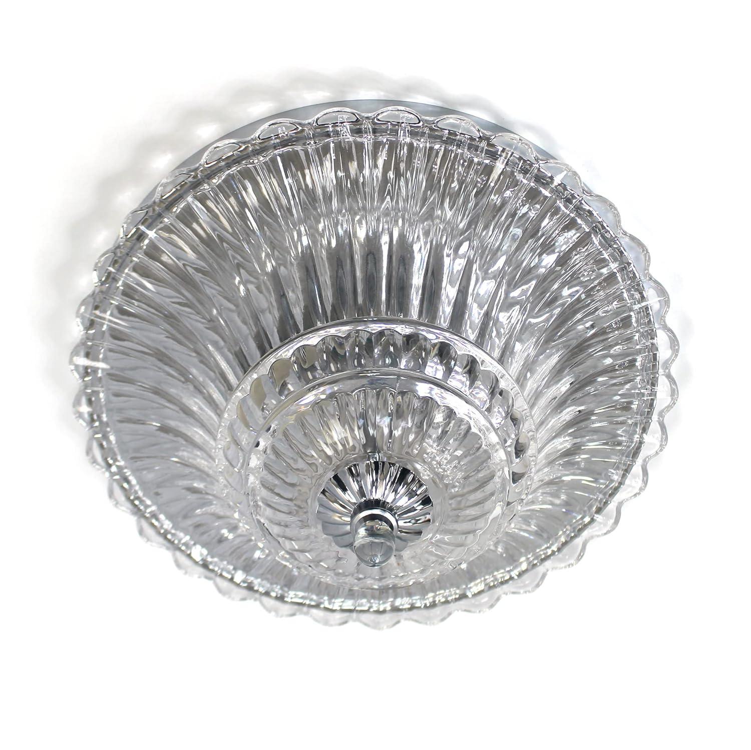 Elegant Designs 2 Light Glass Ceiling Light Glacier Petal Flushmount, Chrome