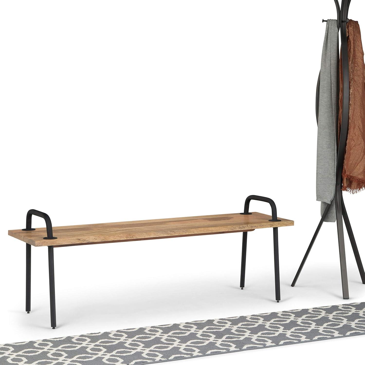 Berkeley Natural Mango Wood Entryway Bench with Metal Legs