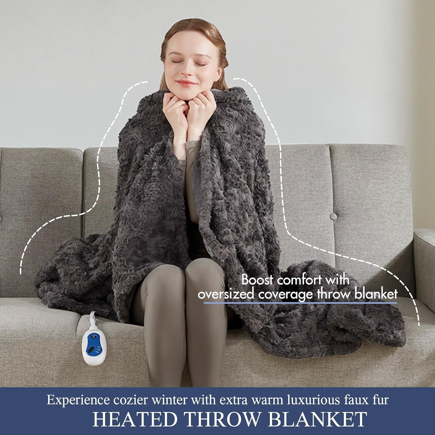 Beautyrest Beautyrest Zuri Oversized Heated Faux Fur Throw