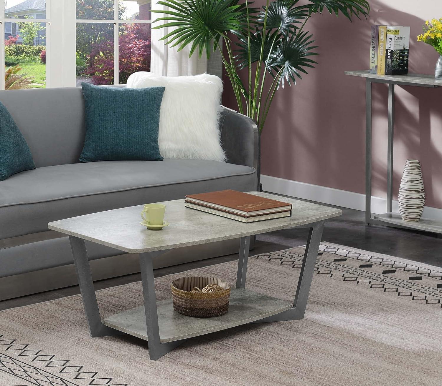 Convenience Concepts Graystone Coffee Table with Shelf, Faux Birch/Slate Gray