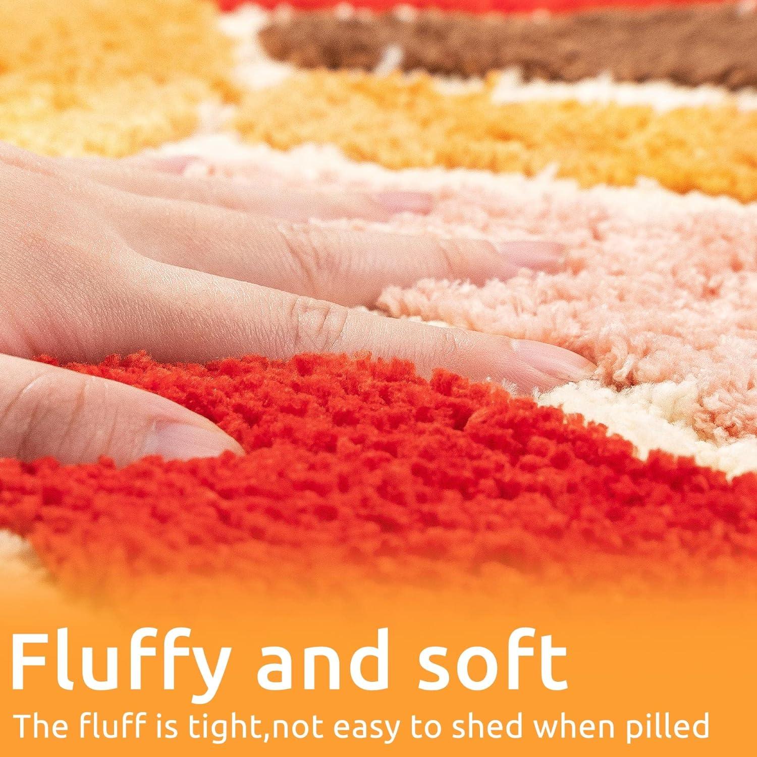 Boho Bathroom Rugs Half Circle Bath Mat Cute Bohemian Bath Rug for Bedroom Small Carpet Home Decor Non-Slip Semi Round Shower Rug Funny Washable Indoor Floor Door Mat Sun Retro 16x30inch