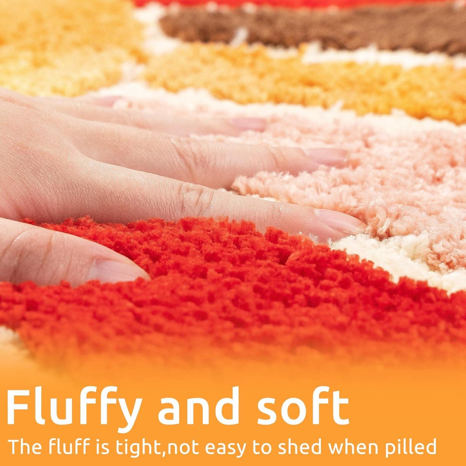 Boho Bathroom Rugs Half Circle Bath Mat Cute Bohemian Bath Rug for Bedroom Small Carpet Home Decor Non-Slip Semi Round Shower Rug Funny Washable Indoor Floor Door Mat Sun Retro 16x30inch