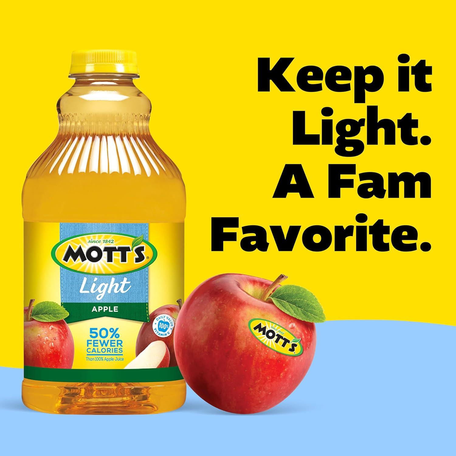Mott's Apple Light Juice Drink, 64 Fl Oz Bottle (Pack Of 8), 42% Fruit Juice With 50% Fewer Calories Than 100% Apple Juice, Excellent Source Of Vitamin C
