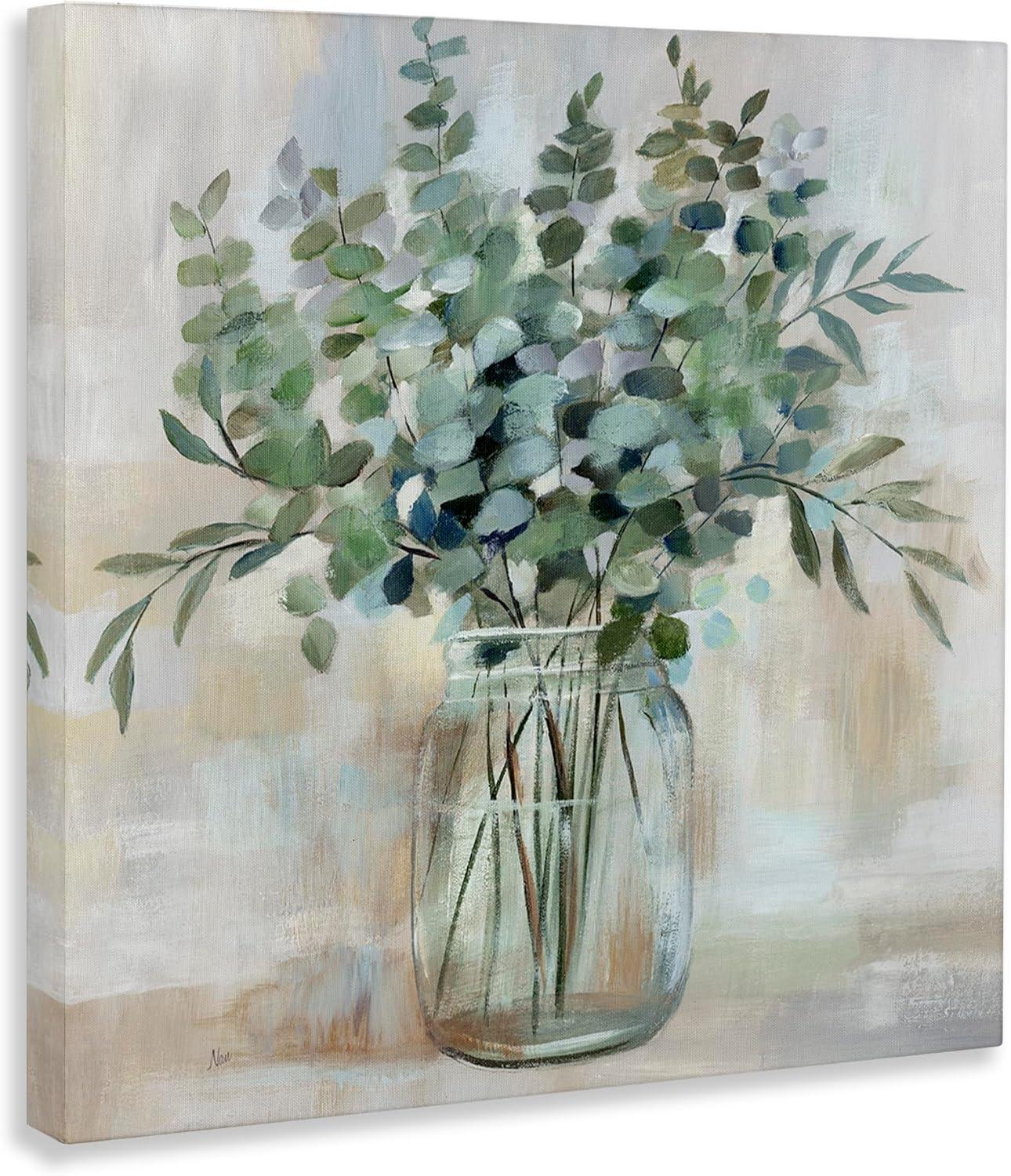 " Soothing Eucalyptus Flower Herb Arrangement Rustic Jar " by Nan Painting Print