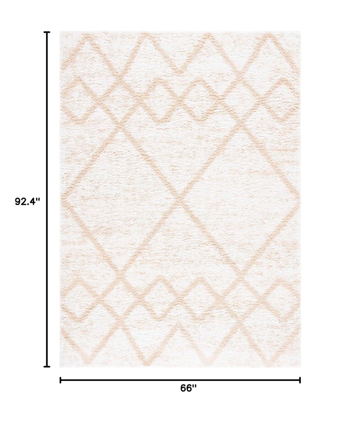 Berber Shag BER574 Power Loomed Indoor Area Rug - Ivory/Beige - 5'5"x7'7" - Safavieh