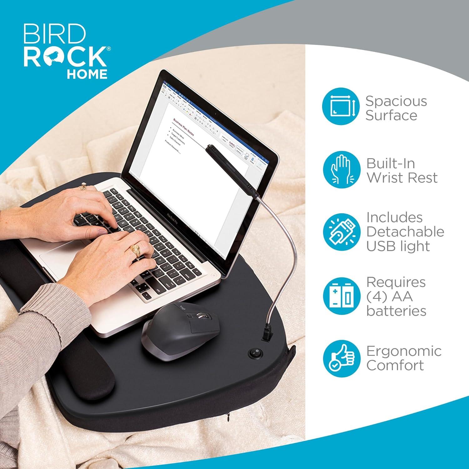 Sofia + Sam Oversized Memory Foam Lap Desk with USB Light - - Fits Laptops Up to 17 Inches - Matte Black