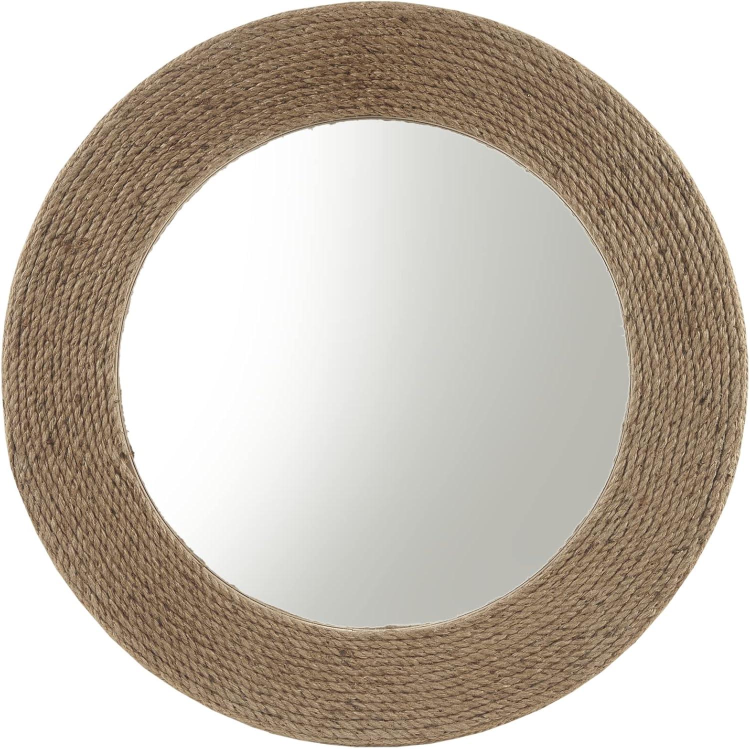 Coastal Charm Natural Jute Rope 26" Round Wall Mirror