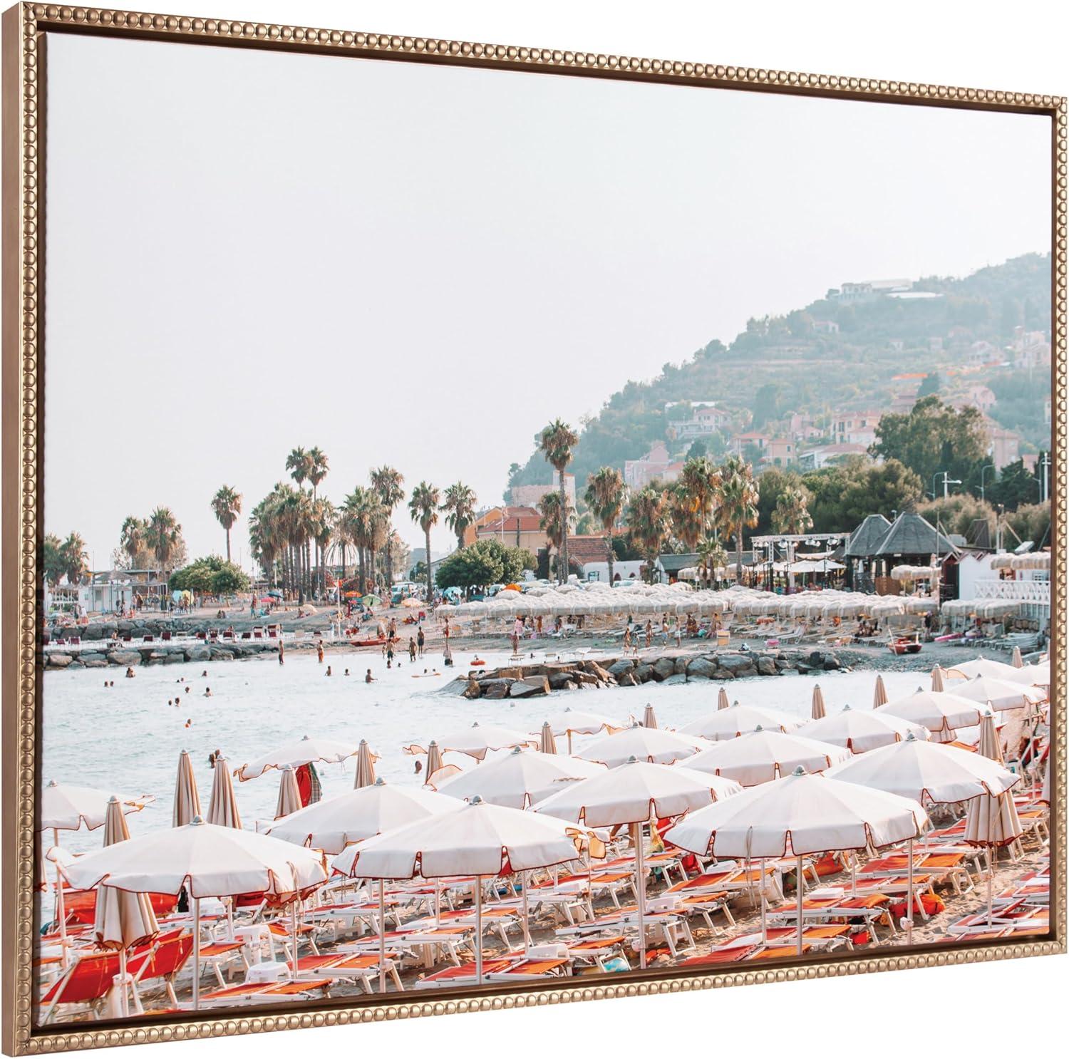 28"x38" Gold Framed Coastal Landscape Canvas Print