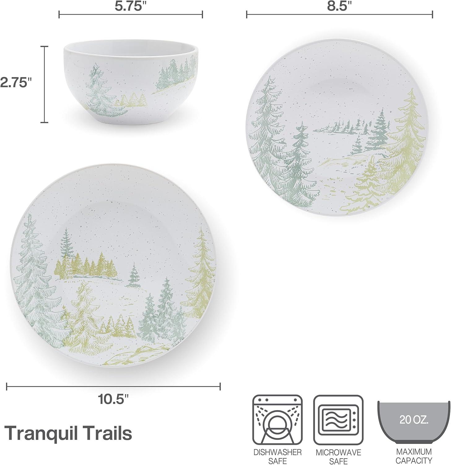 Pfaltzgraff Tranquil Trails 12 Piece Stoneware Dinnerware Set White