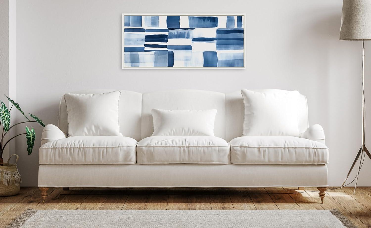 Kate & Laurel All Things Decor 18"x40" Sylvie Coastal Abstract Framed Canvas by Amy Lighthall White