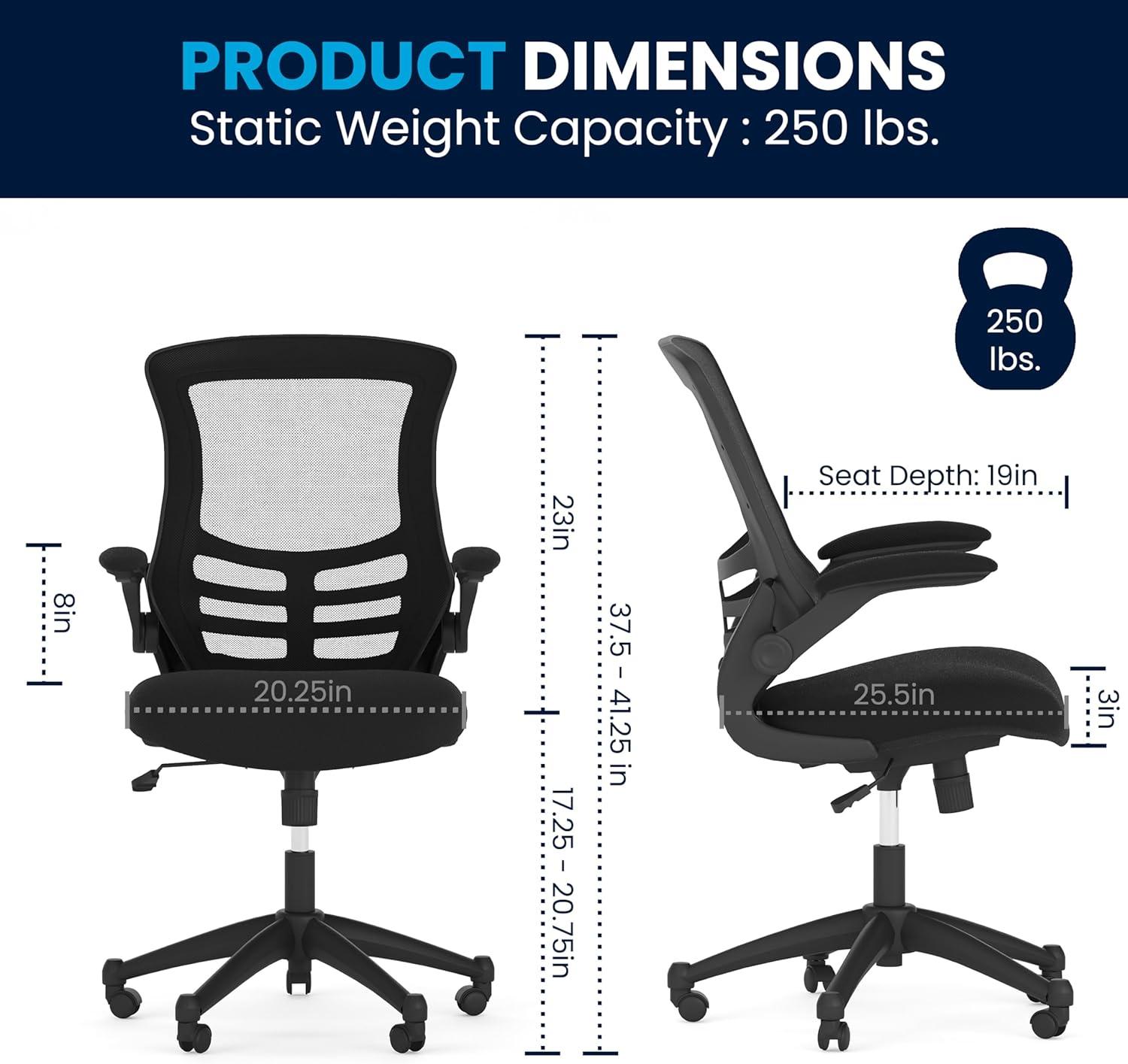 Jayetta Mid-Back Mesh Swivel Ergonomic Office Chair with Flip-Up Arms