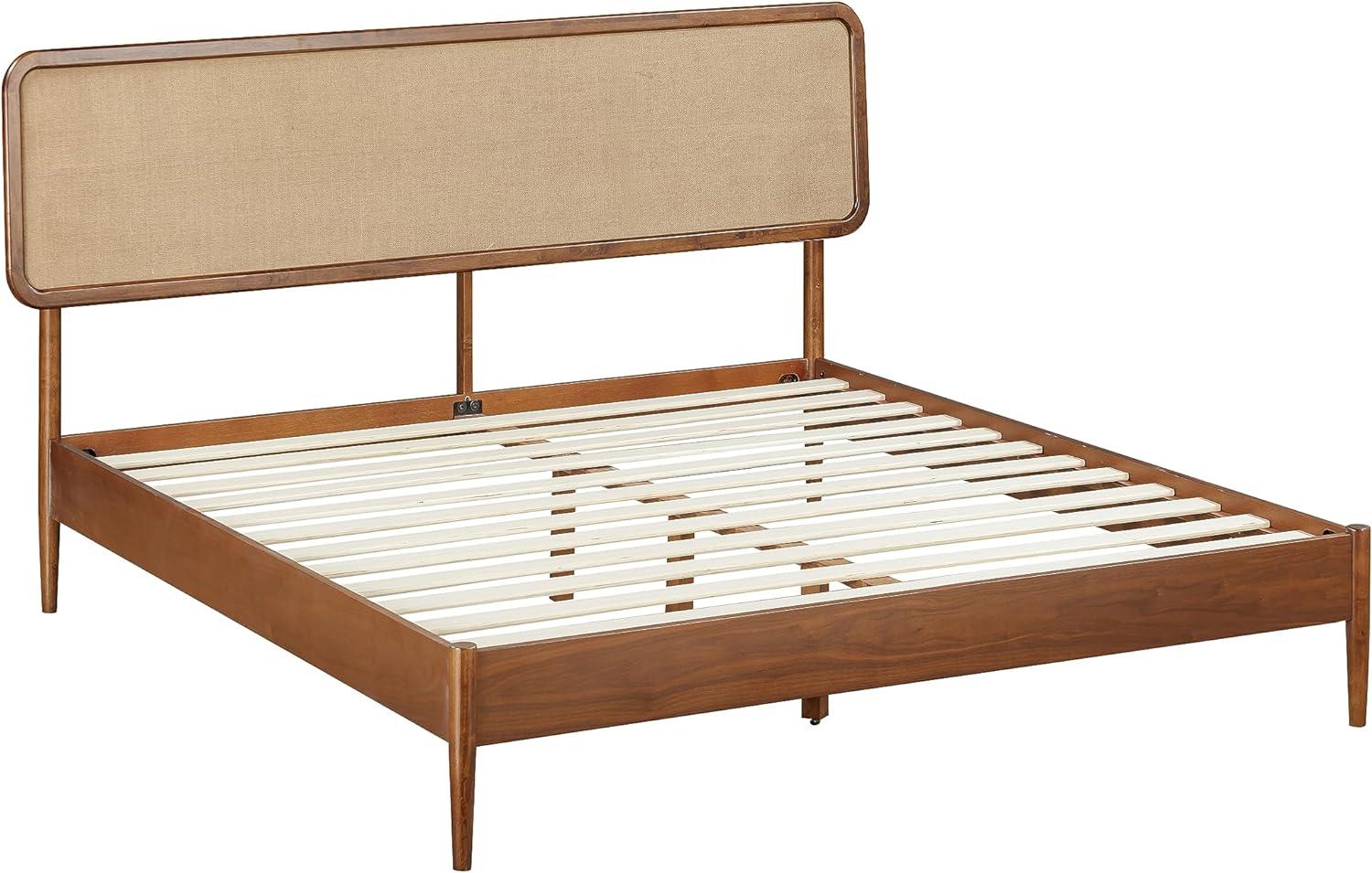 Lupin Solid Wood Bed Frame with Headboard and Silent Slats, 1000 lbs Capacity Bed Frame