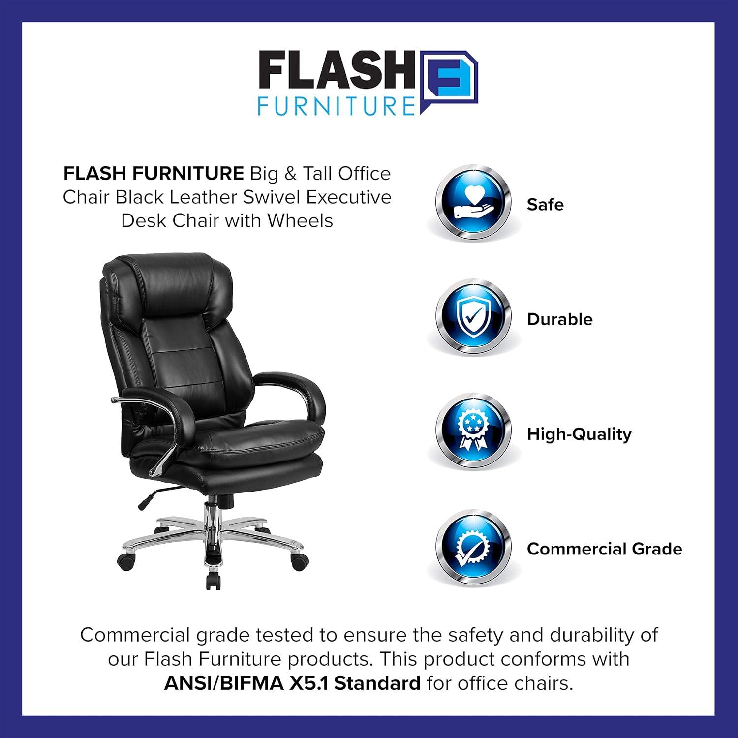 Belladonna Big & Tall LeatherSoft Ergonomic Office Chair with Headrest and Loop Arms by Flash Furniture