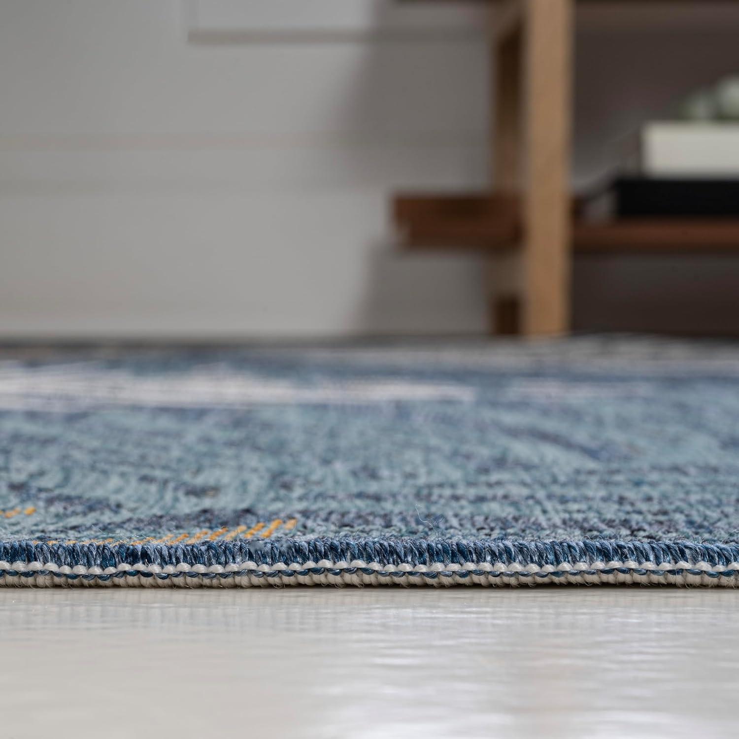 JONATHAN Y Calypso Coastal Casual Palm Frond Reversible Machine-Washable Cream/Navy 5 ft. x 8 ft. Indoor/Outdoor Area Rug