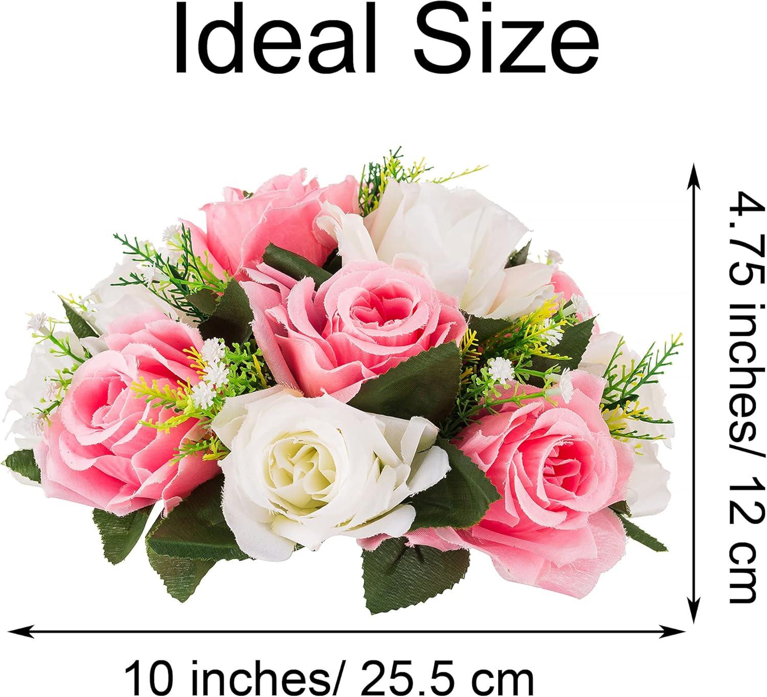 Nuptio Set of 2 Blue&White Artificial Flower Kissing ball, 15 Heads Fake Peony Silk Rose Flowers Bouquet for Centerpiece Wedding Birthday Party Home Table Decor