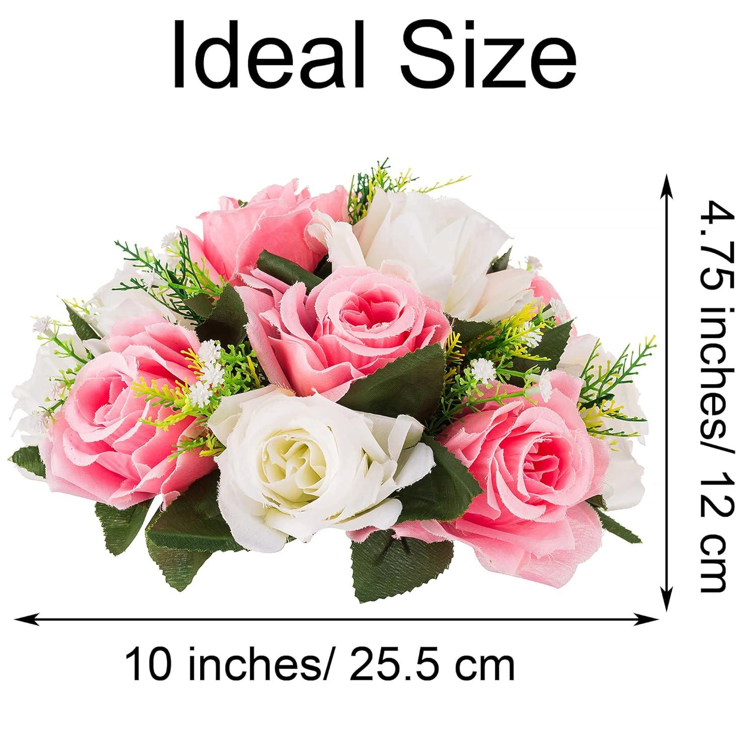 Nuptio Set of 2 Blue&White Artificial Flower Kissing ball, 15 Heads Fake Peony Silk Rose Flowers Bouquet for Centerpiece Wedding Birthday Party Home Table Decor