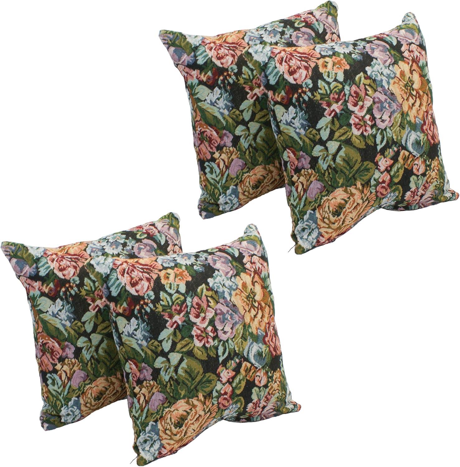 Blazing Needles 17" Potpourri Floral Tapestry Throw Pillows, Set of 4
