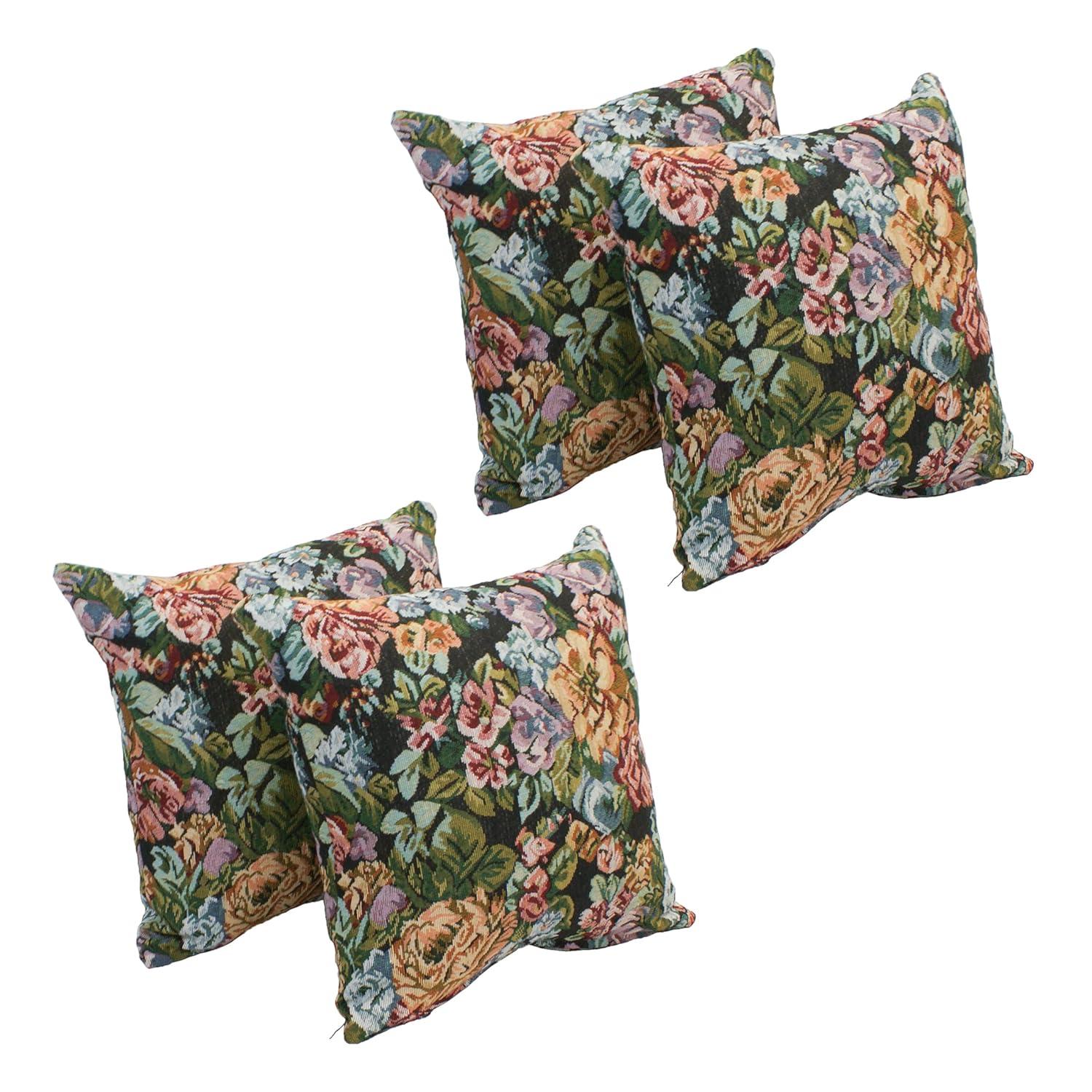 Blazing Needles 17" Potpourri Floral Tapestry Throw Pillows, Set of 4