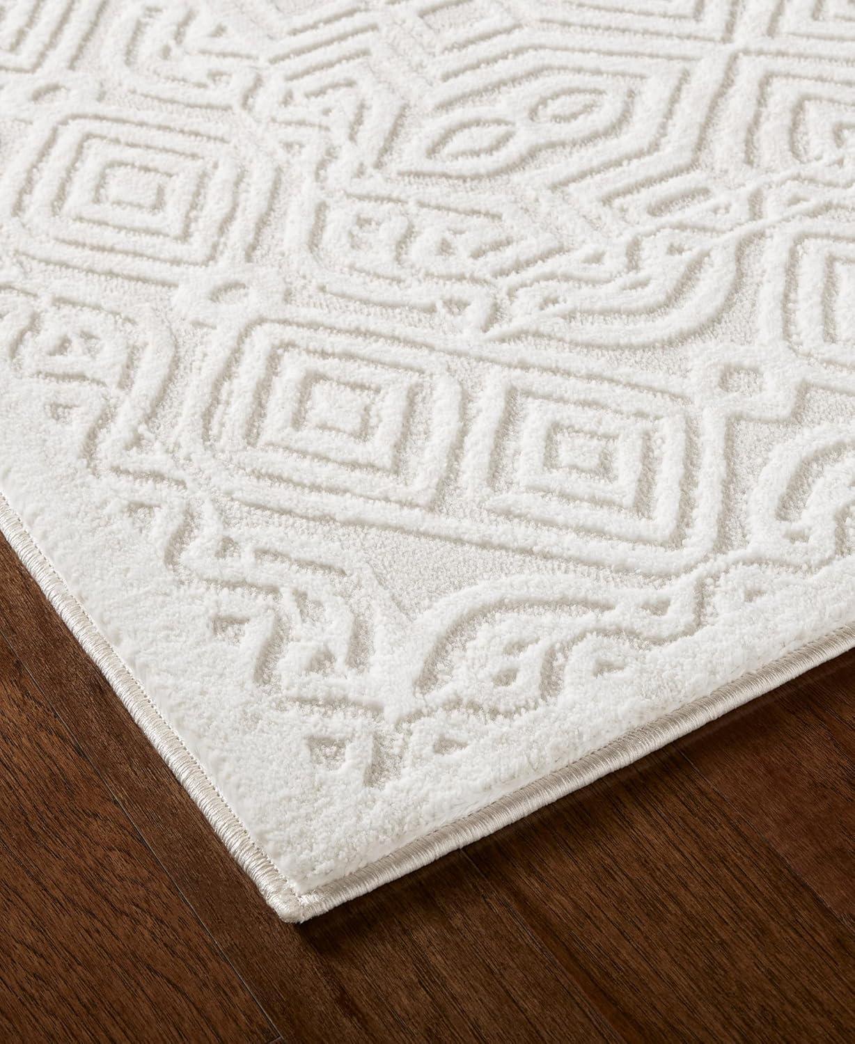 TOWN & COUNTRY LUXE Maya Medallion Indoor Area Rug with High-Low Texture, Ivory/Greige