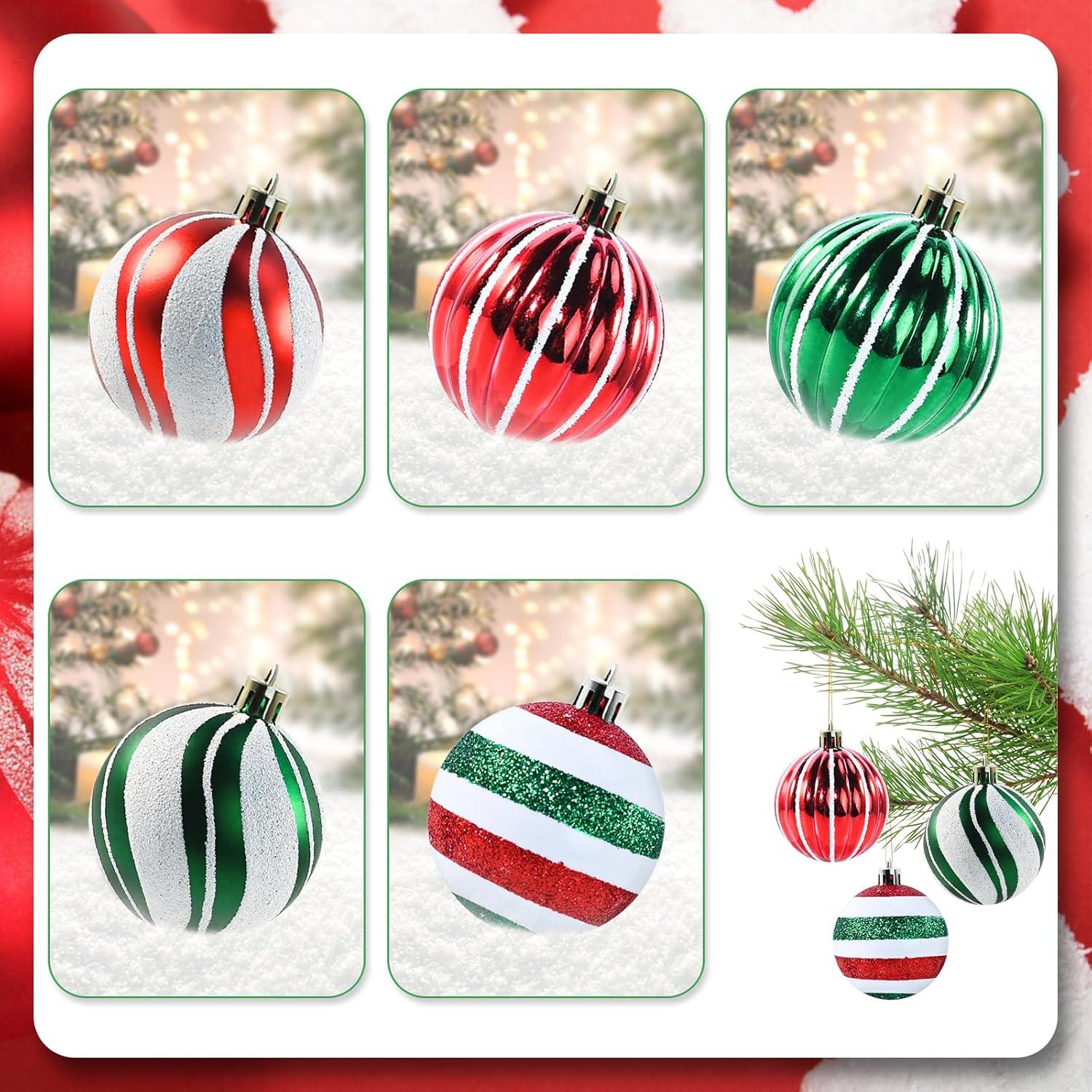 30PCS Christmas Balls Ornaments Set, Shatterproof Holiday Festive Wedding Seasonal Hanging Ornaments Christmas Tree Decoration