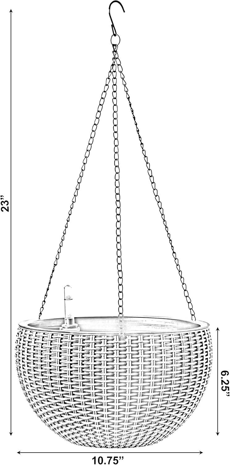 Gardenised 10" Self Watering Bronze Hanging Basket Flower Planter