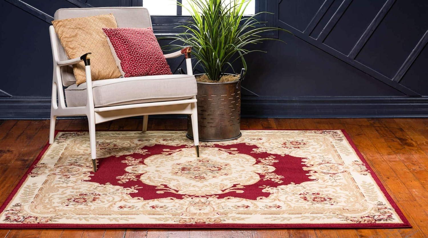 Unique Loom Versailles Collection Area Rug - Charles (6' 1" Square Red/Cream)