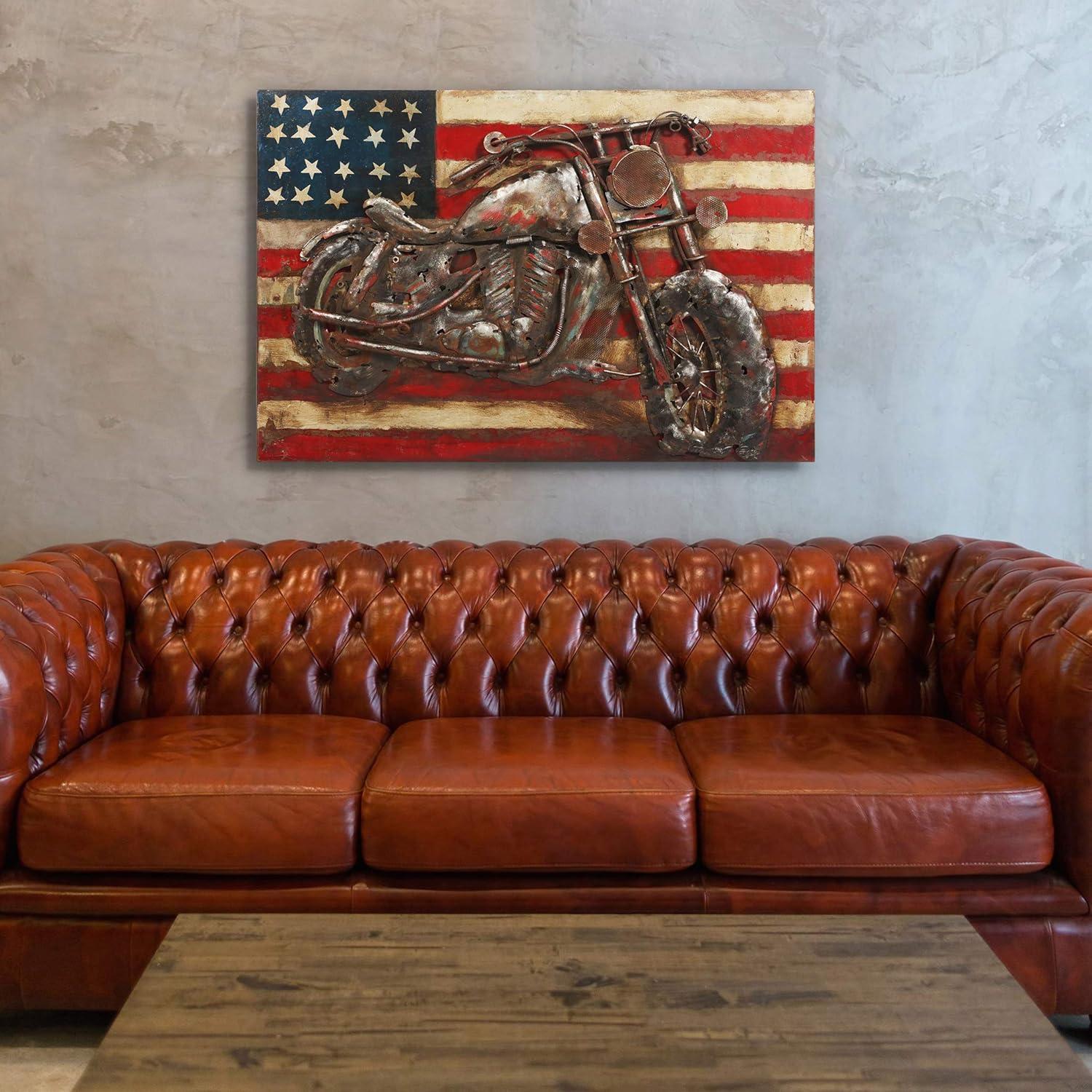 Empire Art Direct Motorcycle Wall Sculpture Mixed Media Iron Hand Painted Dimensional Wall Art