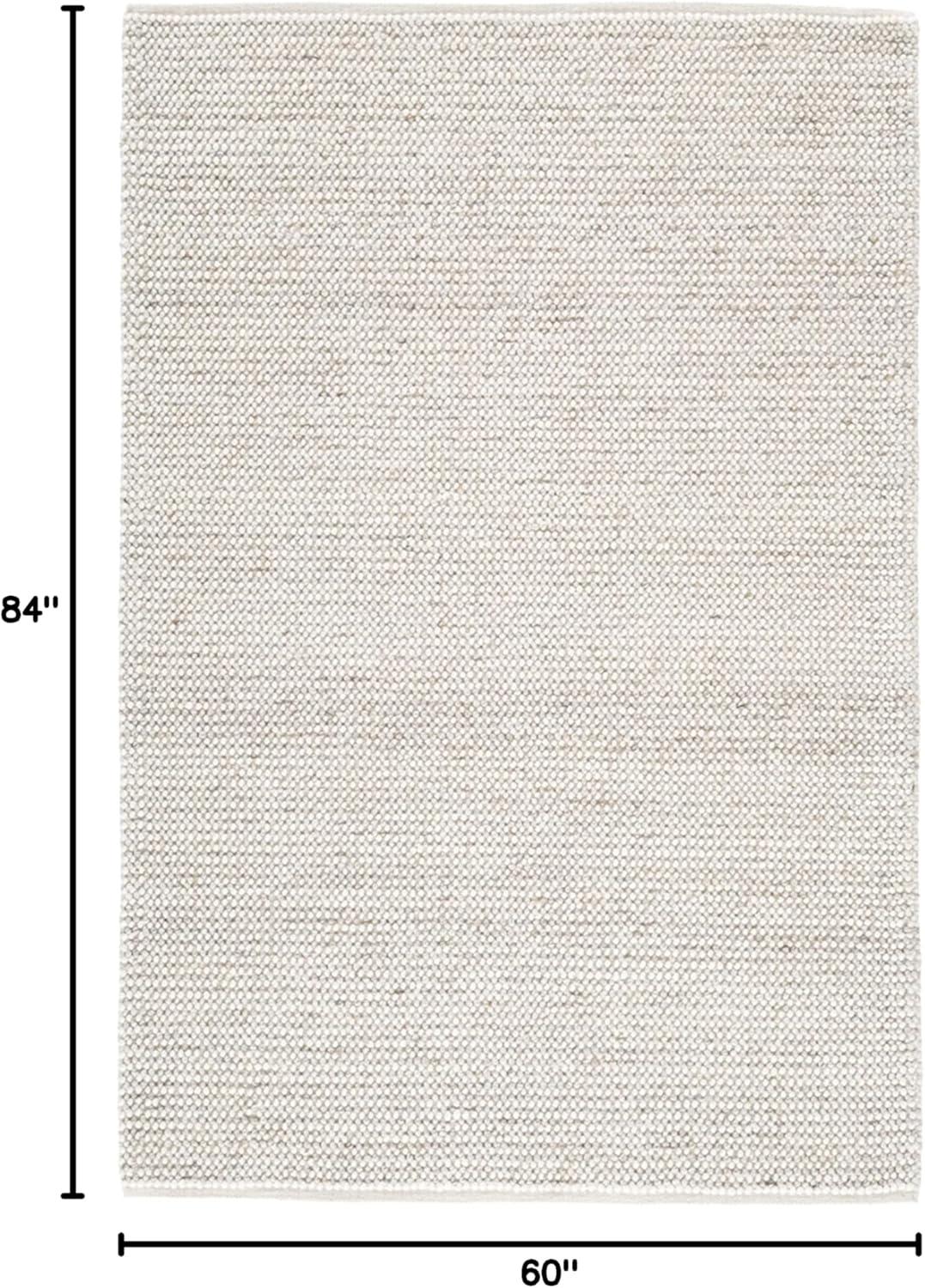 Handwoven Gray and Cream Wool Blend 5' x 7' Area Rug