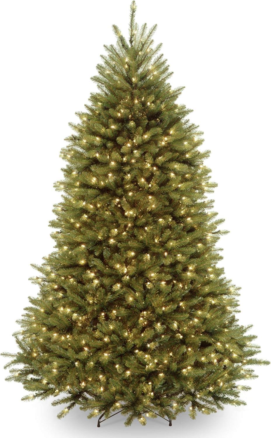 National Tree Company Pre-Lit Artificial Christmas Tree, Green, Dunhill Fir, Dual Color® LED Lights, Includes PowerConnect™ System and Stand, 7 Feet