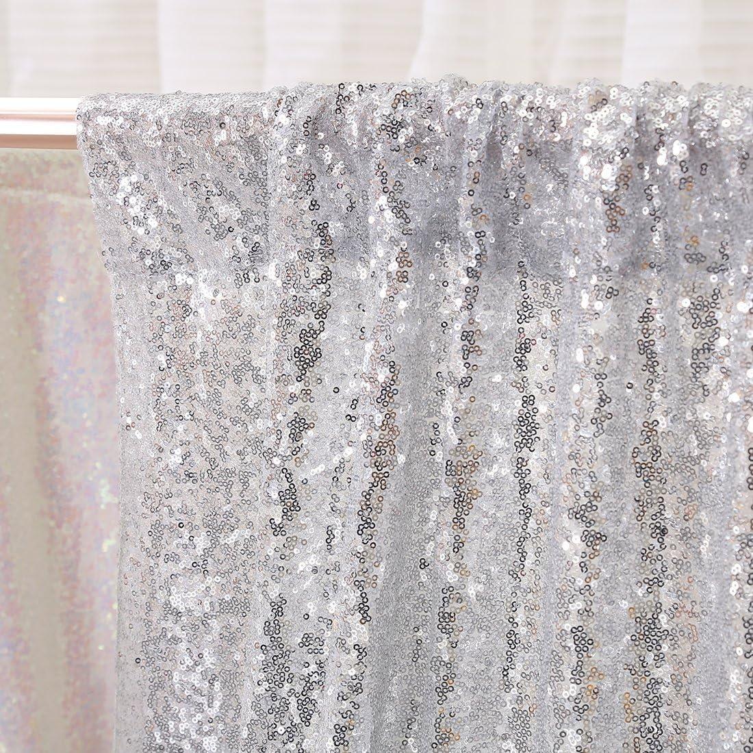 Poise3EHome 6FT x 8FT Silver Sequin Photo Backdrop Curtain for Birthday Wedding Engagement Baby Shower Bachelorette Christmas Party Decorations