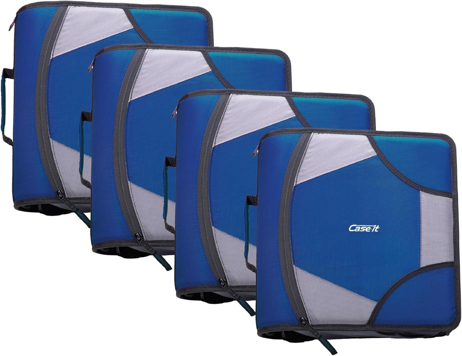 Case it King Size Mighty Zip Tab Binder, 3 Rings, 4" Capacity, 11 X 8.5, Midnight Blue