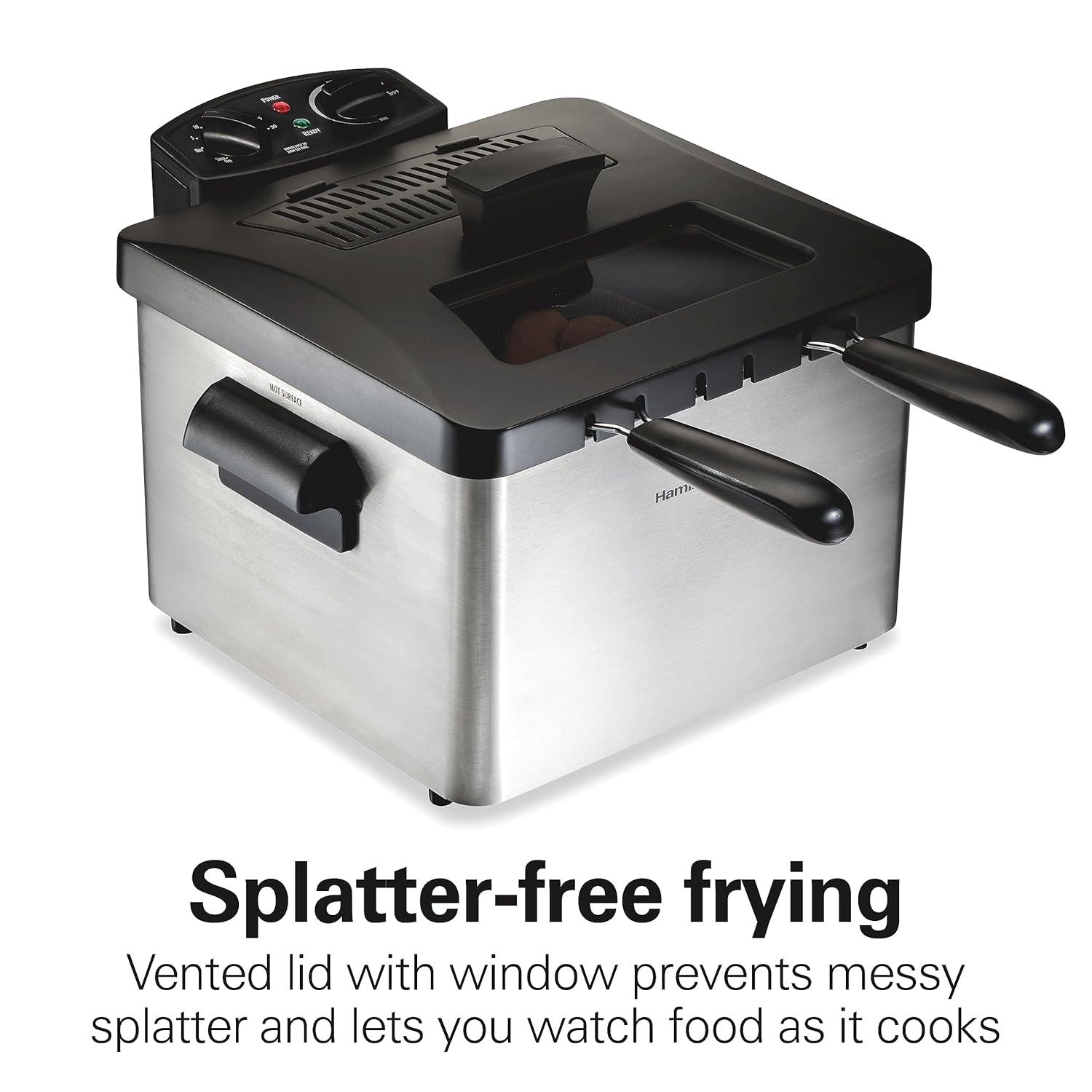 Hamilton Beach Hamilton Beach® Professional-Style Electric Deep Fryer with 12-Cup Food Capacity, Lid with View Window and Three Frying Baskets