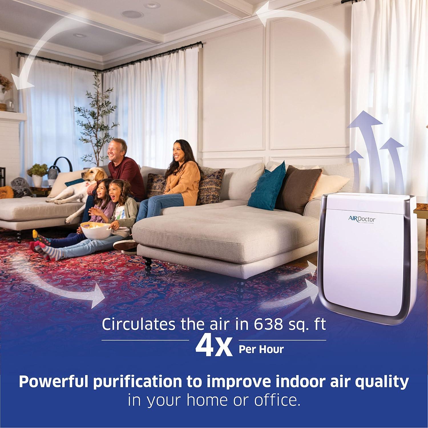 AIRDOCTOR 3500i SMART Air Purifier, 3 Stage Filtration UltraHEPA Carbon/VOC, Living Room, Bedroom, 1 Count, White