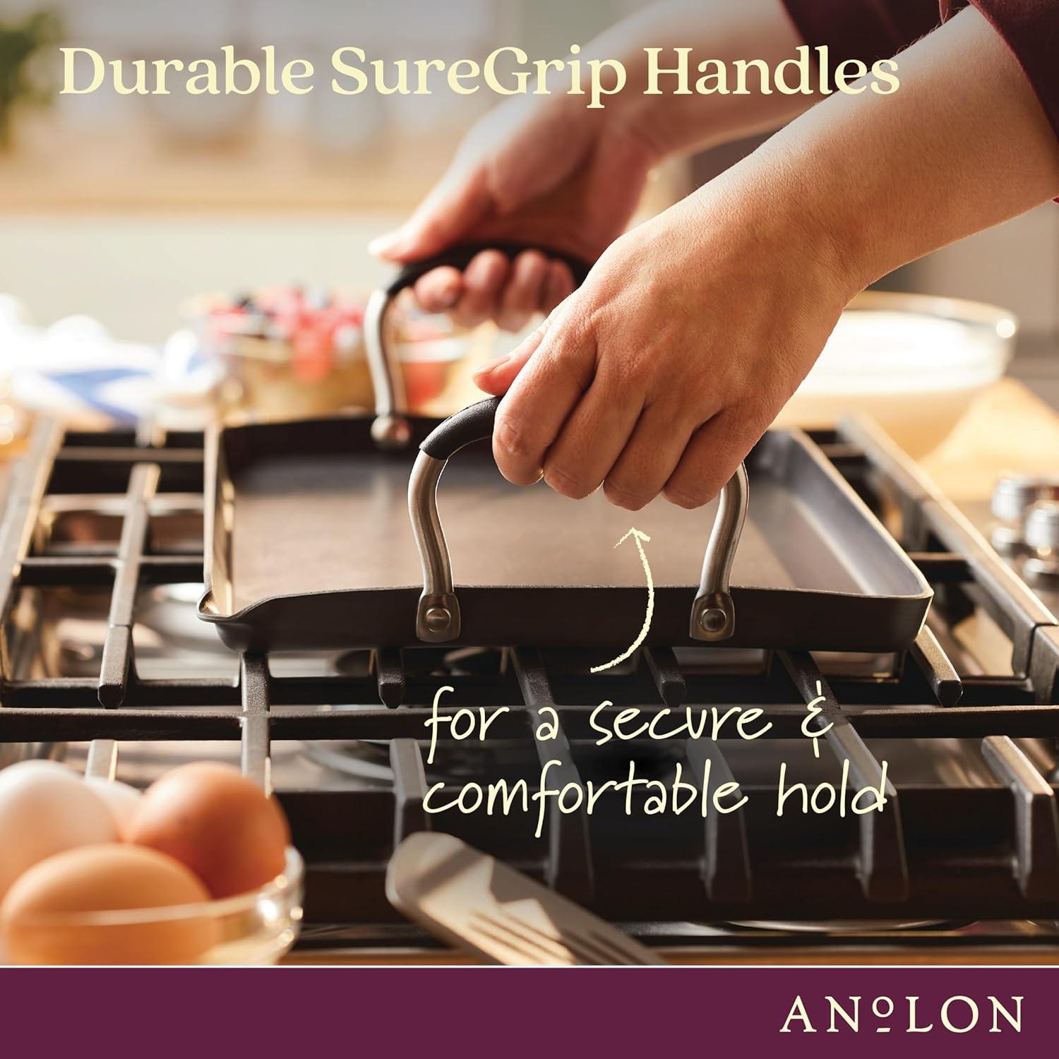 Anolon Advanced Home Hard Anodized Nonstick Double Burner Griddle, 10 Inch X 18 Inch