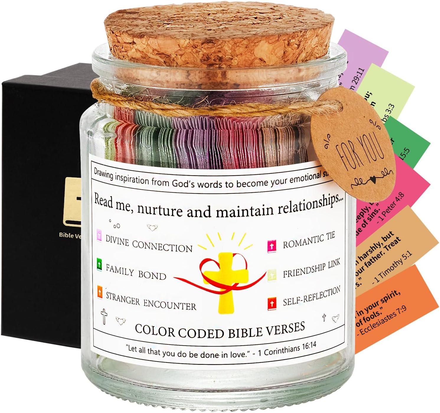Bible Verse Jar,Bible Prayer Scripture Cards Jar-Christian Gifts For Women Men Teen Friends,Birthday Gifts For Women Grandma Mom Sister,Church Religious God Spiritual Growth & Interpersonal Connection