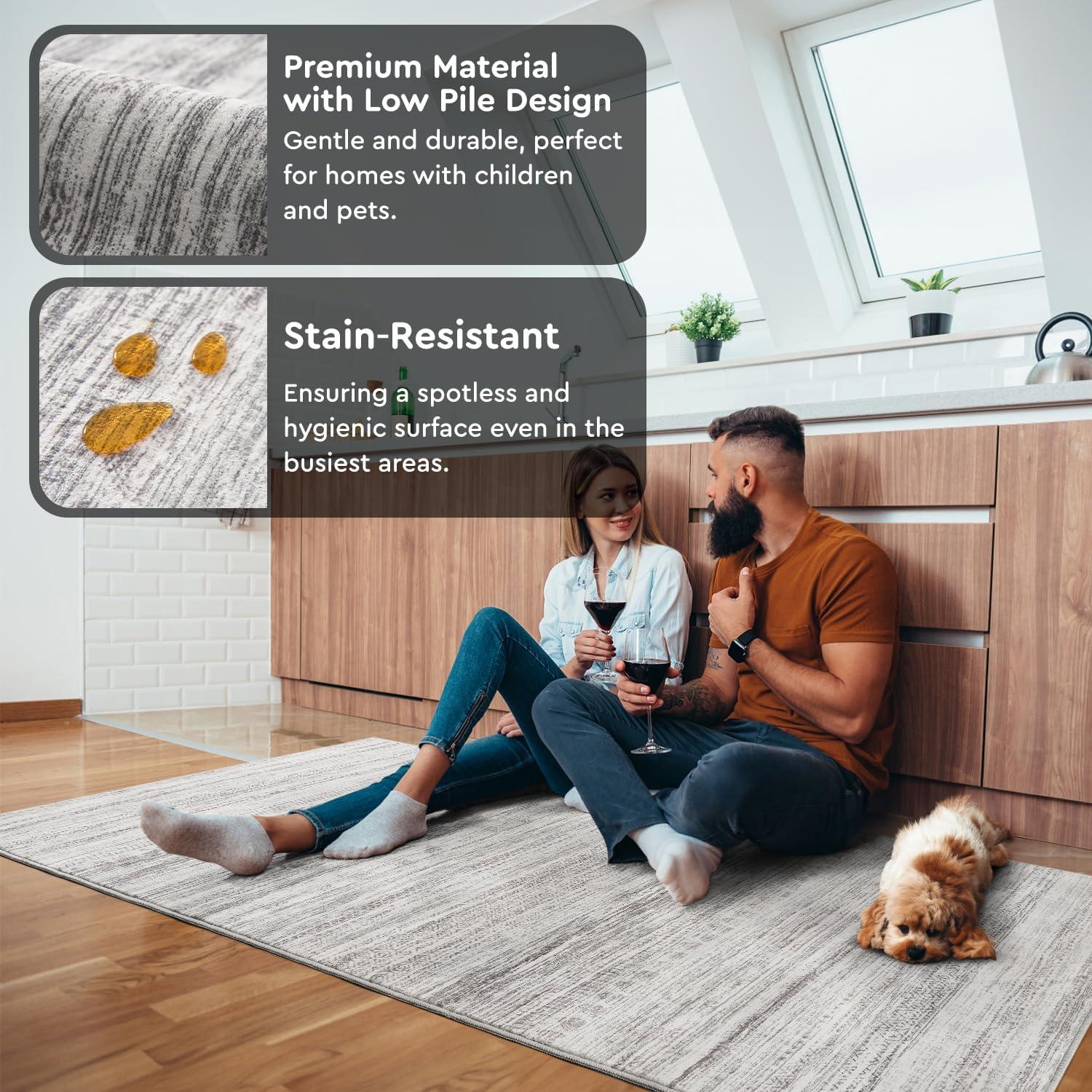 Nuloom Kira Pet Friendly Machine Washable Geometric Area Rug, 3' x 5', Grey
