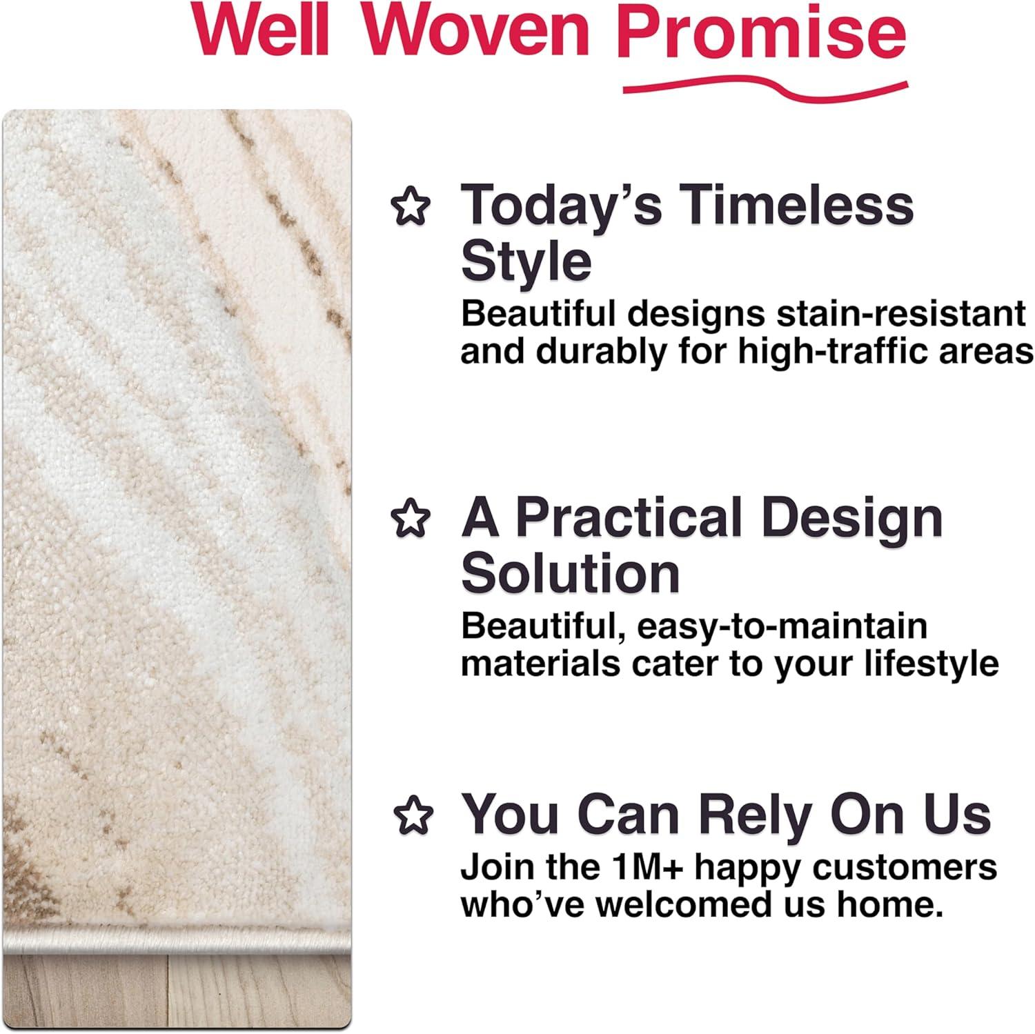 Well Woven Werrick Grey & Gold Striated Marble Pattern Rug 8x10 (7'10" x 9'10")