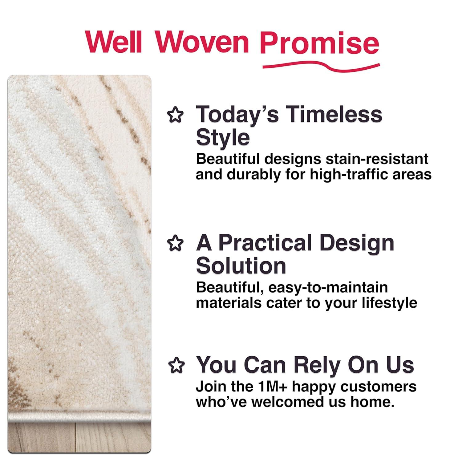 Well Woven Werrick Grey & Gold Striated Marble Pattern Rug 8x10 (7'10" x 9'10")