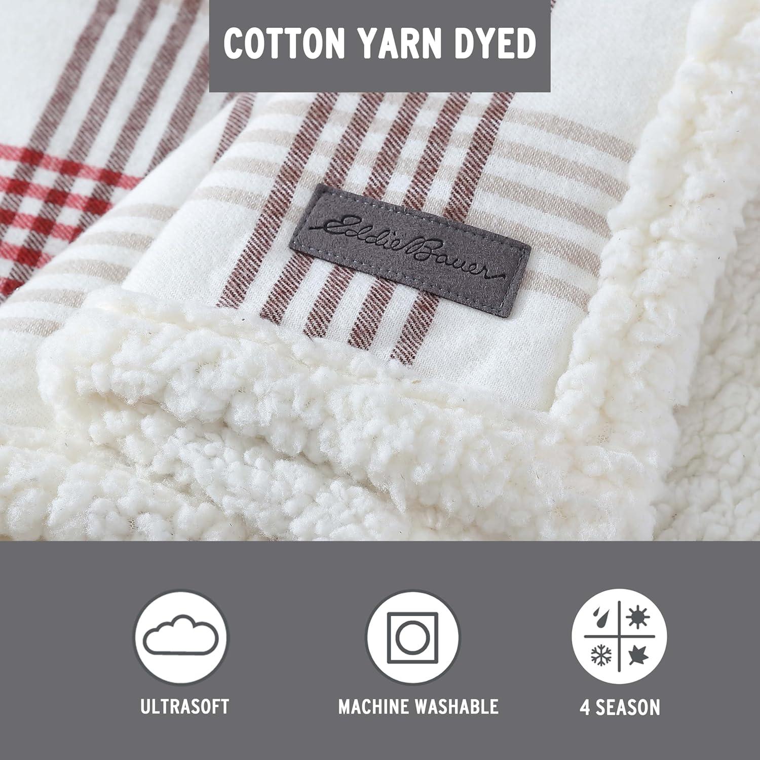 Eddie Bauer Eddie Bauer Printed Flannel/Sherpa Throw Blankets
