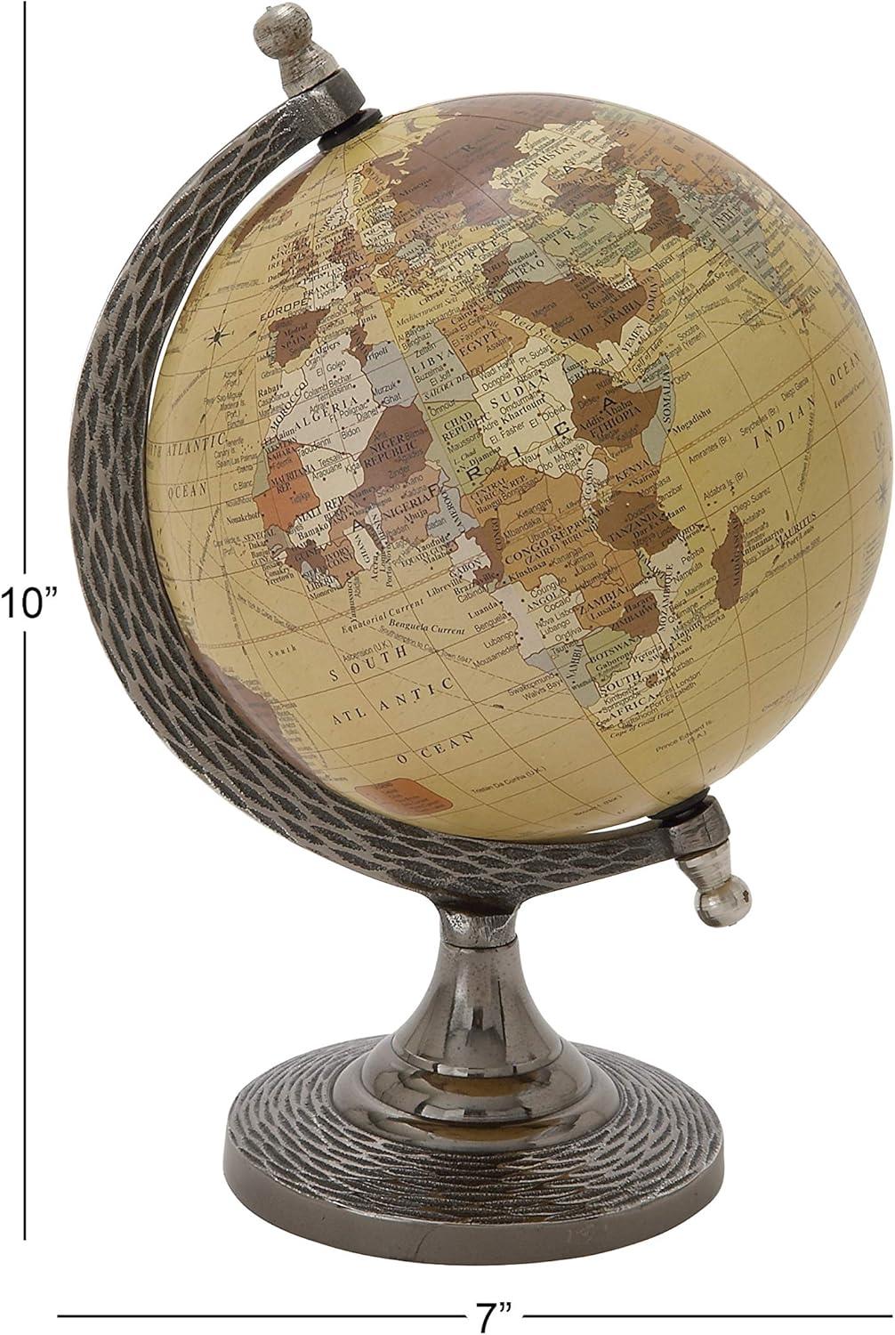 Elegant Traditional Brown Aluminum Globe, 7" x 10"