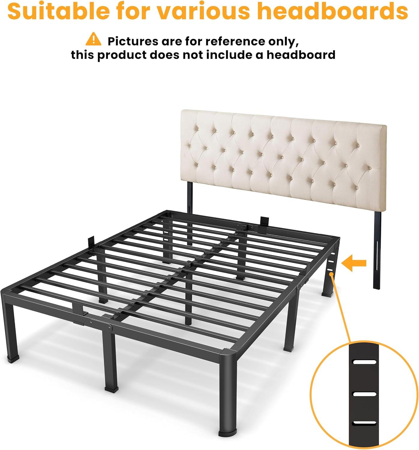 Roseann 18'' Heavy Duty Steel Platform Bed Frame with Round Corners, No Box Spring Needed, Noise Free