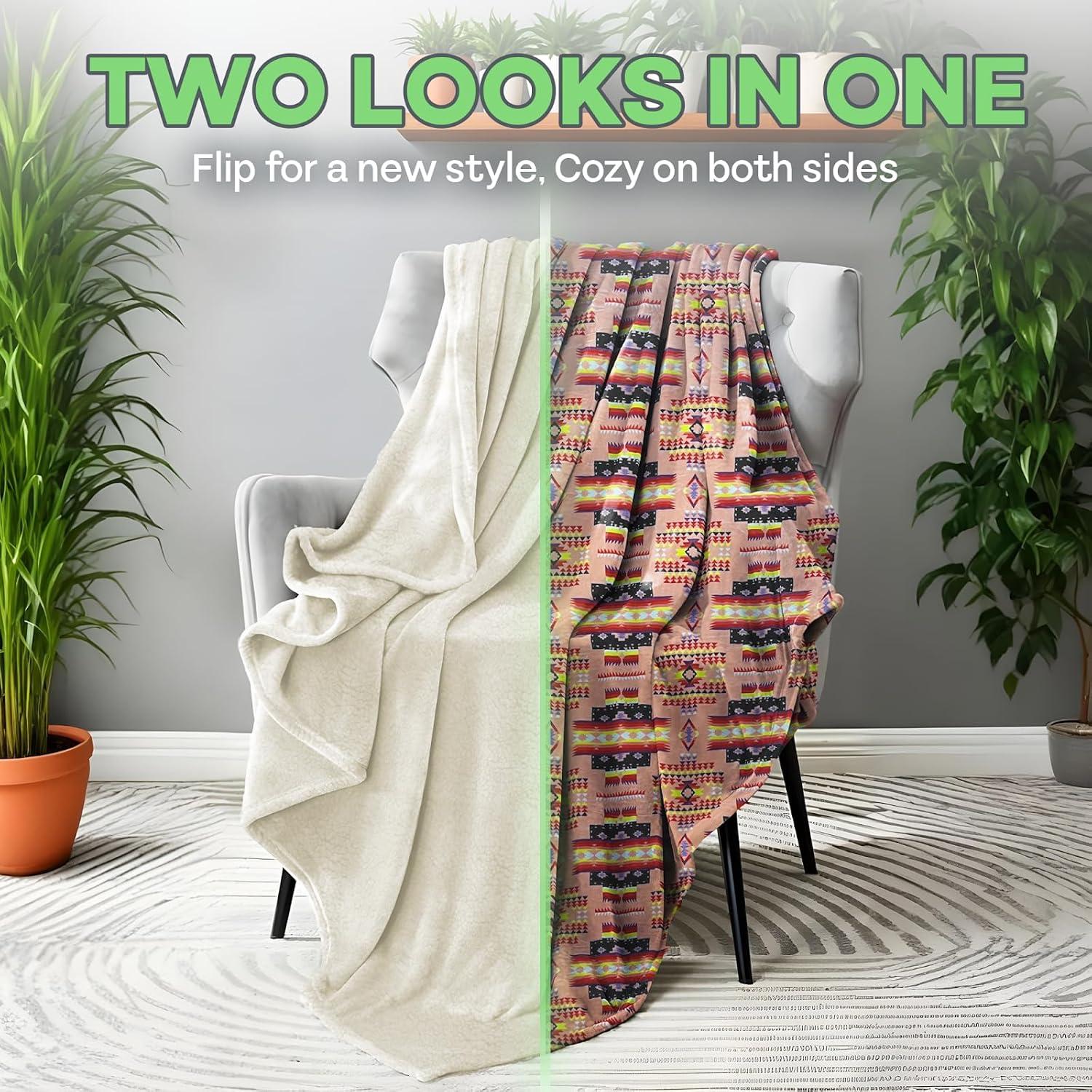 WW Sheets Luxuriously Cozy, Super Warm & Soft Aztec Bed Blanket, Southwestern Style Throw Blanket
