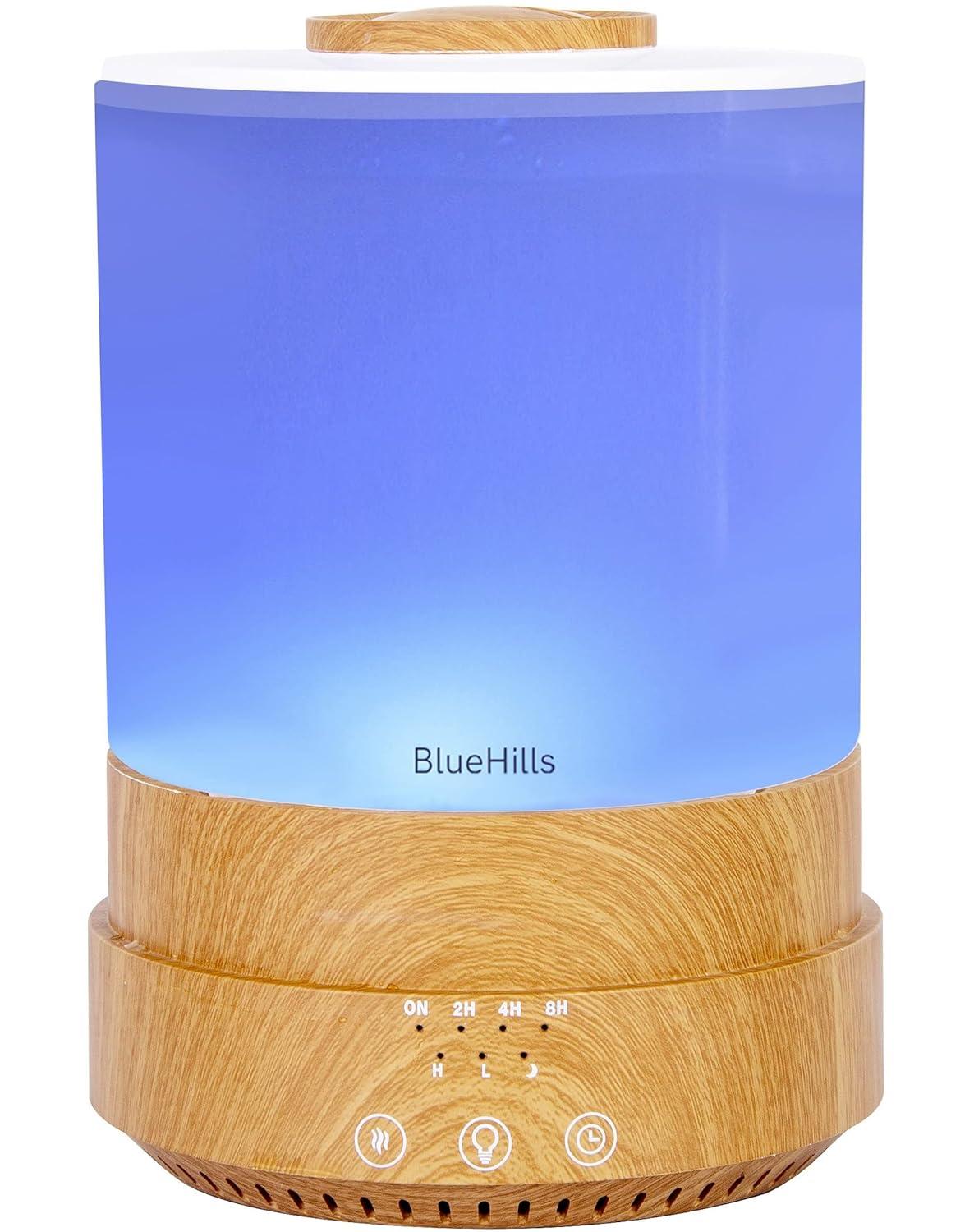 BlueHills Premium 2500 ml XL Essential Oil Diffusers for Large Room Aromatherapy fragrance Diffuser Humidifier Combo High Mist Large air Diffuser for Essential Oils for Home Light Wood Grain F005