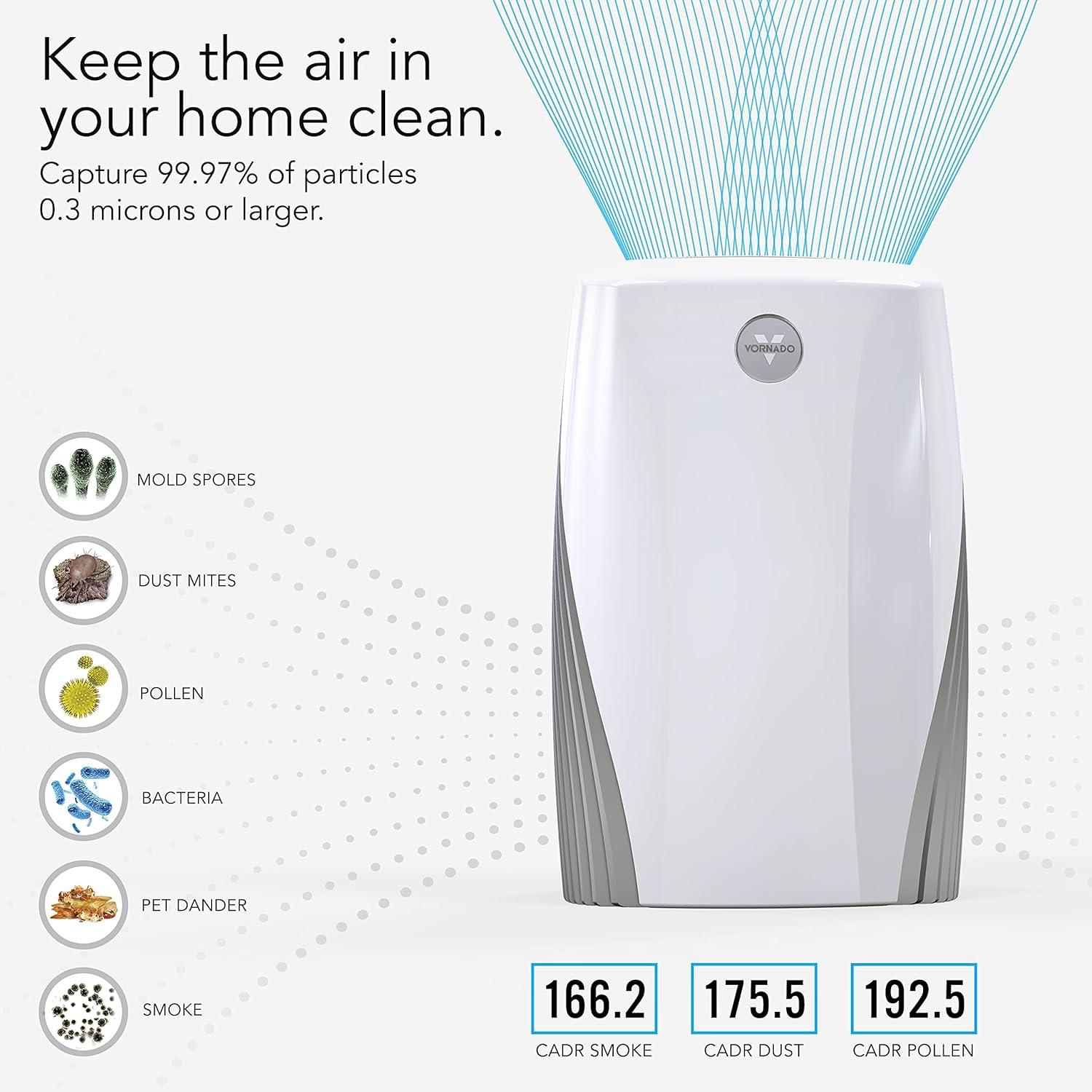 Vornado PCO575DC Energy Smart Air Purifier White: True HEPA, Germicidal UV, 8 Settings, 100-300 sq. ft. Coverage