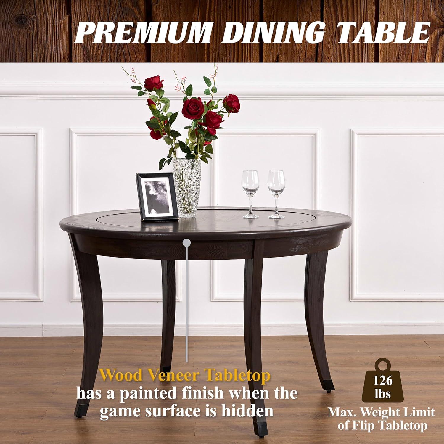 Barrington 48-in Onyx Poker Table 2-in-1 Flip-Top Dining Table for 6 Players