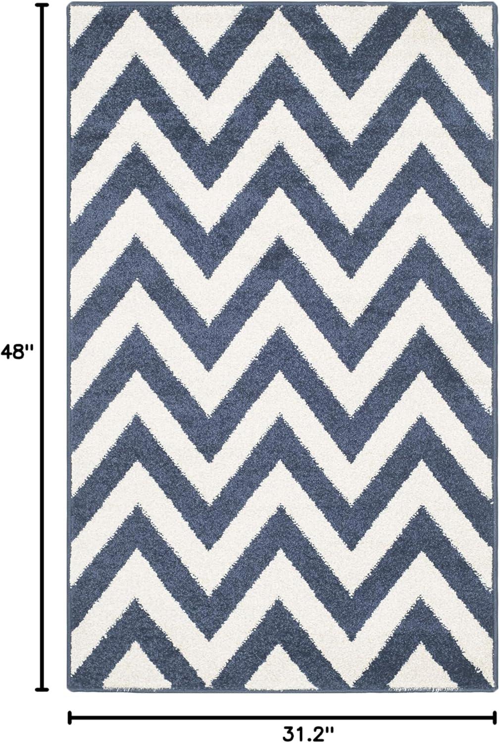 SAFAVIEH Amherst Peronal Geometric Area Rug, Navy/Beige, 2'6" x 4'