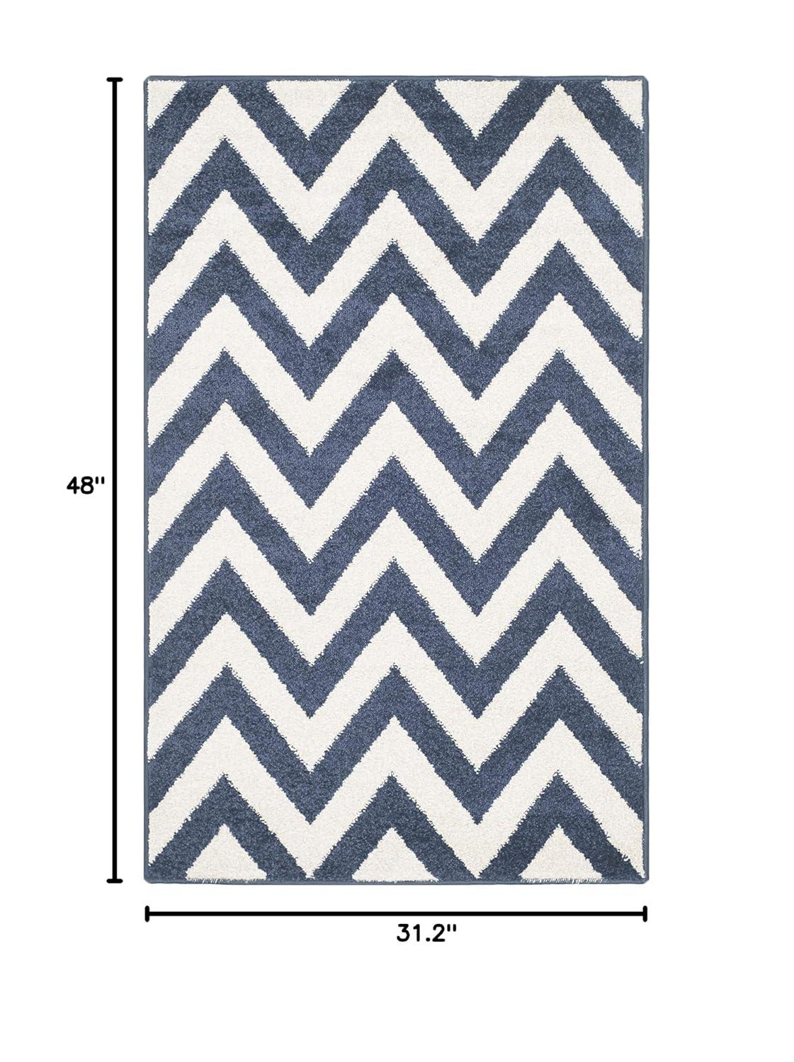 Amherst AMT419 Power Loomed Indoor Accent Rug - Navy/Beige - 2'6"x4' - Safavieh
