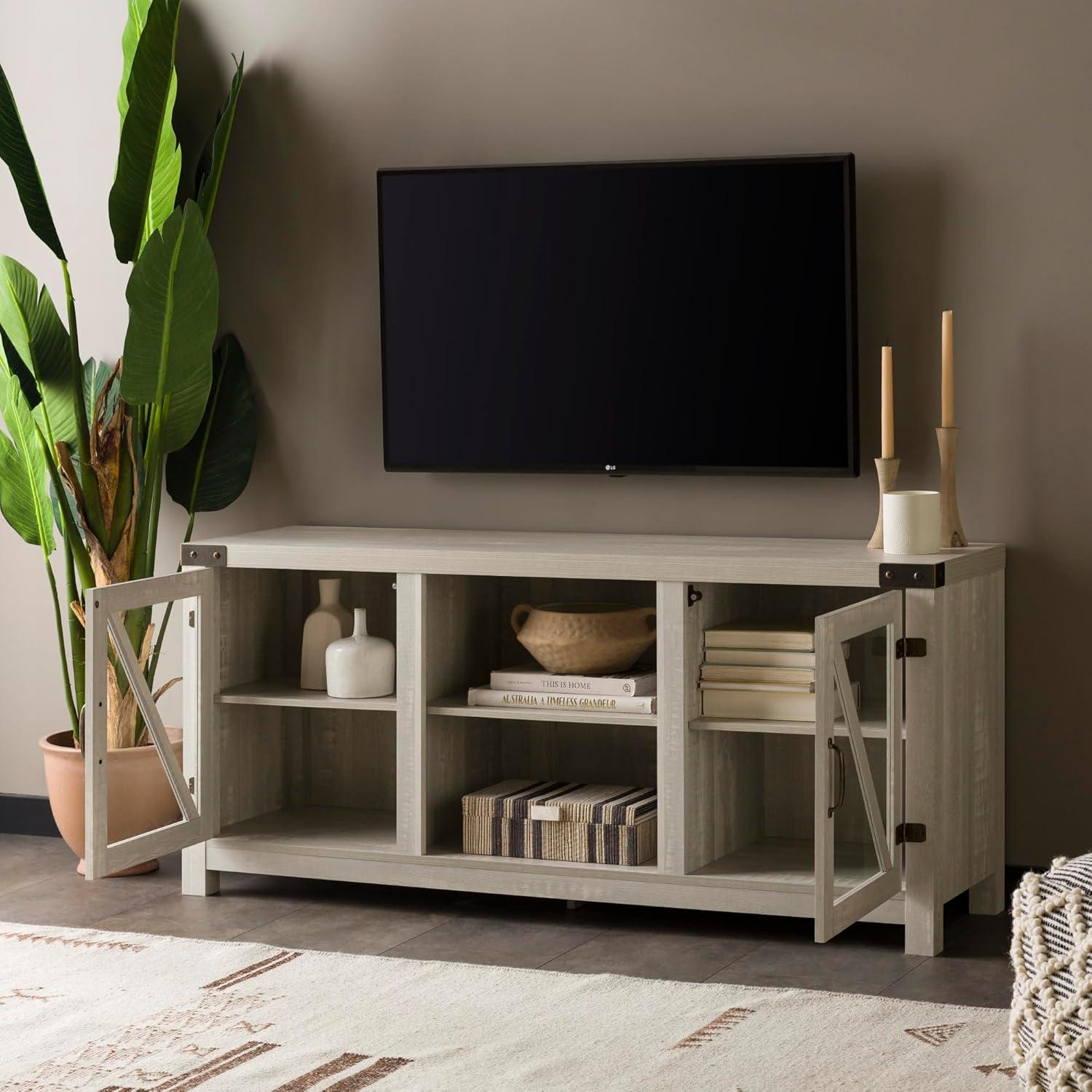 WE Furniture 58" Rustic Farmhouse Styled TV Stand