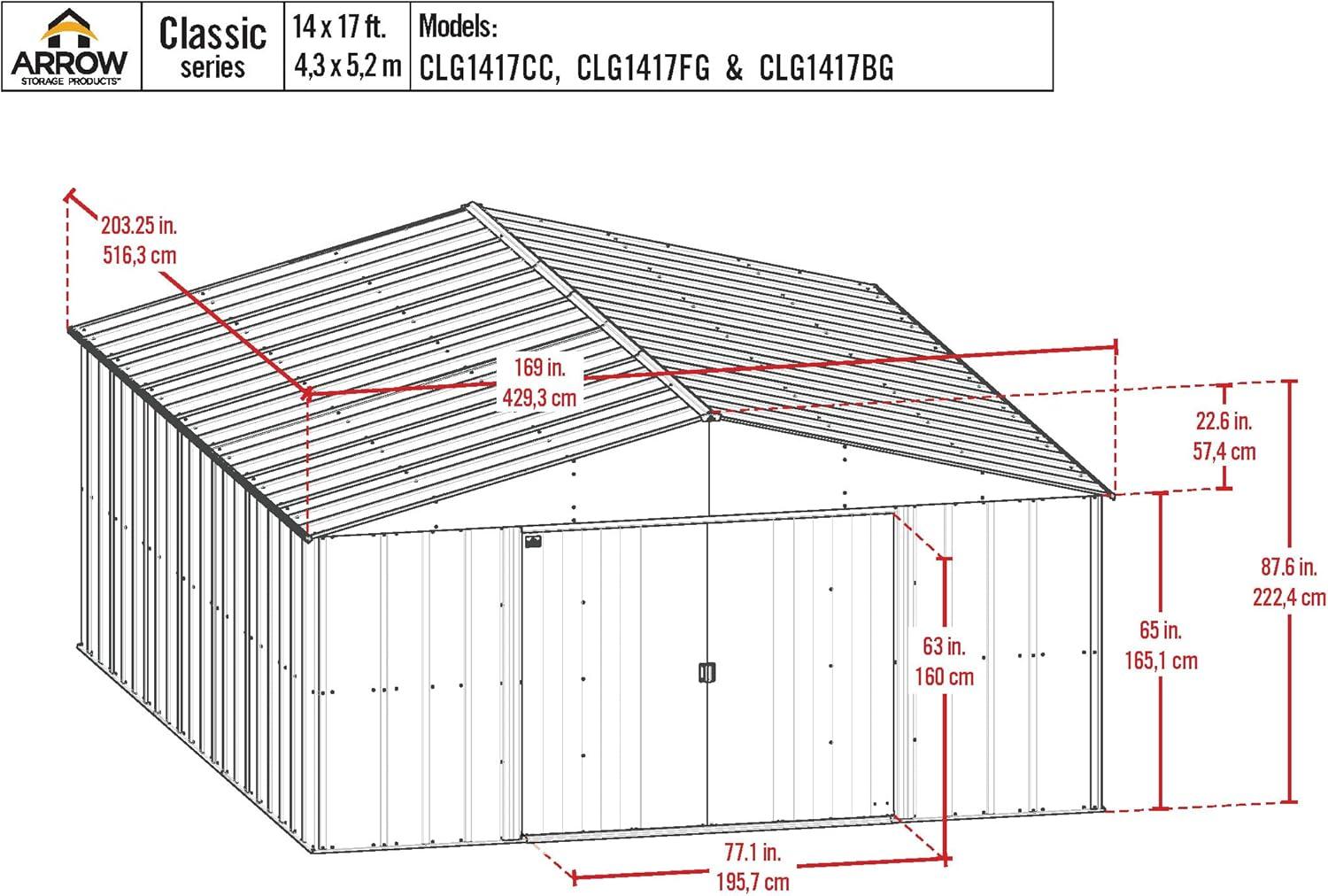 Arrow Arrow Classic Metal Shed, 14 x 17